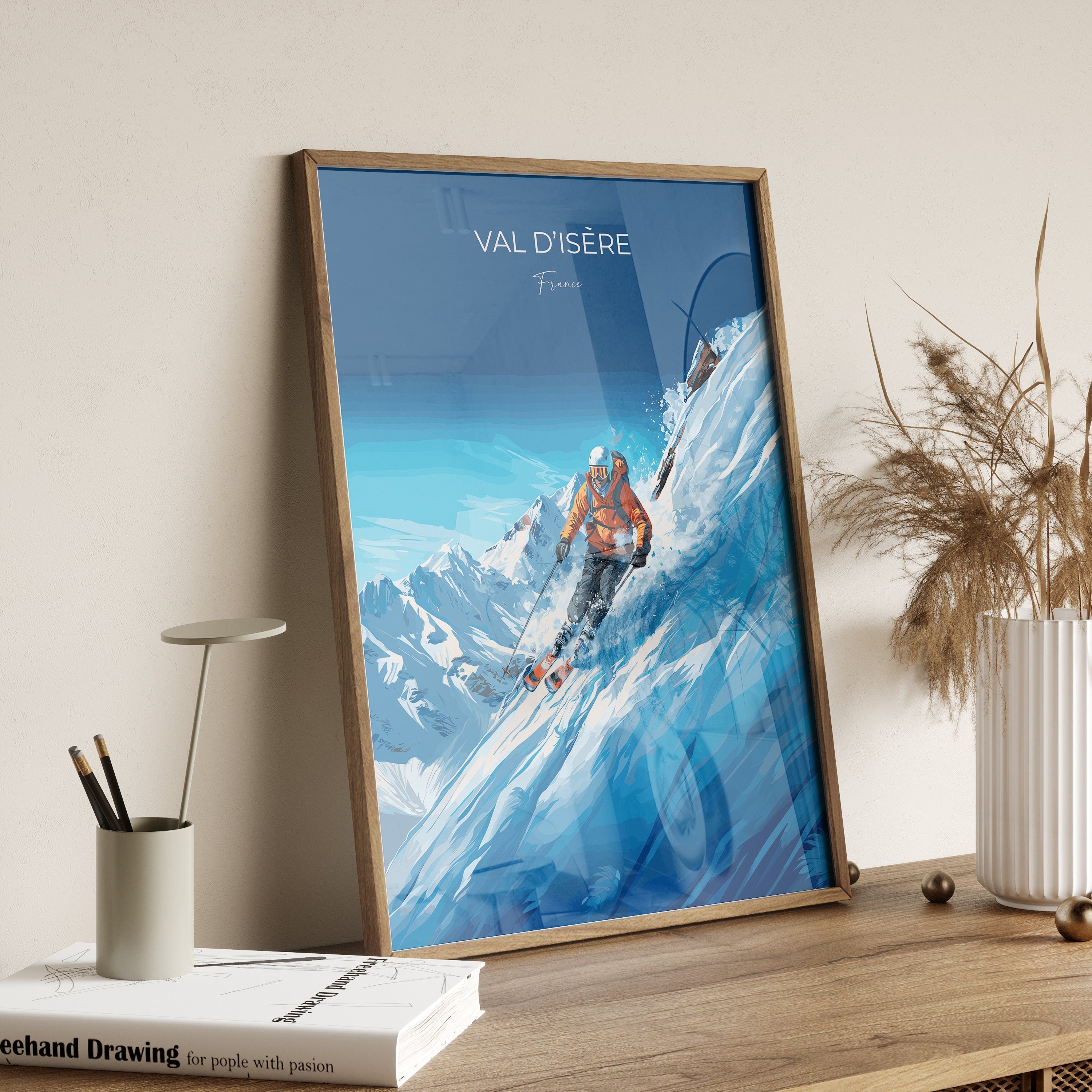 Val d'isere Wall Art Travel Print, Travel Poster of Val d'isere, Ski Poster, Val d'isere Art Gift, French Ski Art lovers Travel Gift NQ Media Designs
