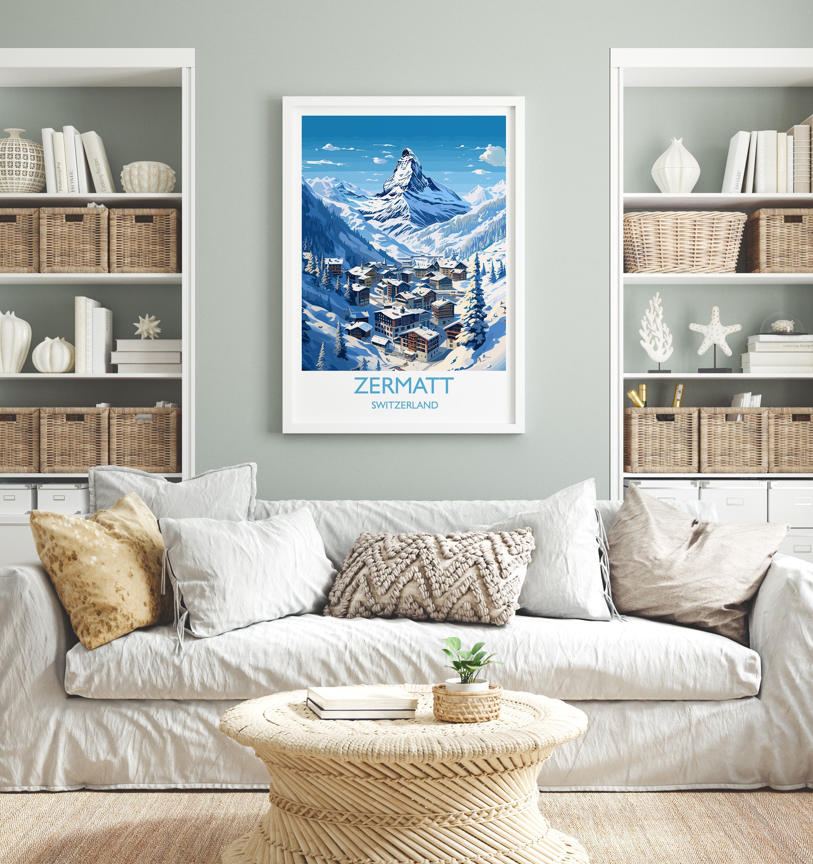 Zermatt Wall Art Travel Poster, Travel Print of Zermatt, Ski Poster, Zermatt Art Gift, Austria Ski Art Travel Lovers Gift NQ Media Designs