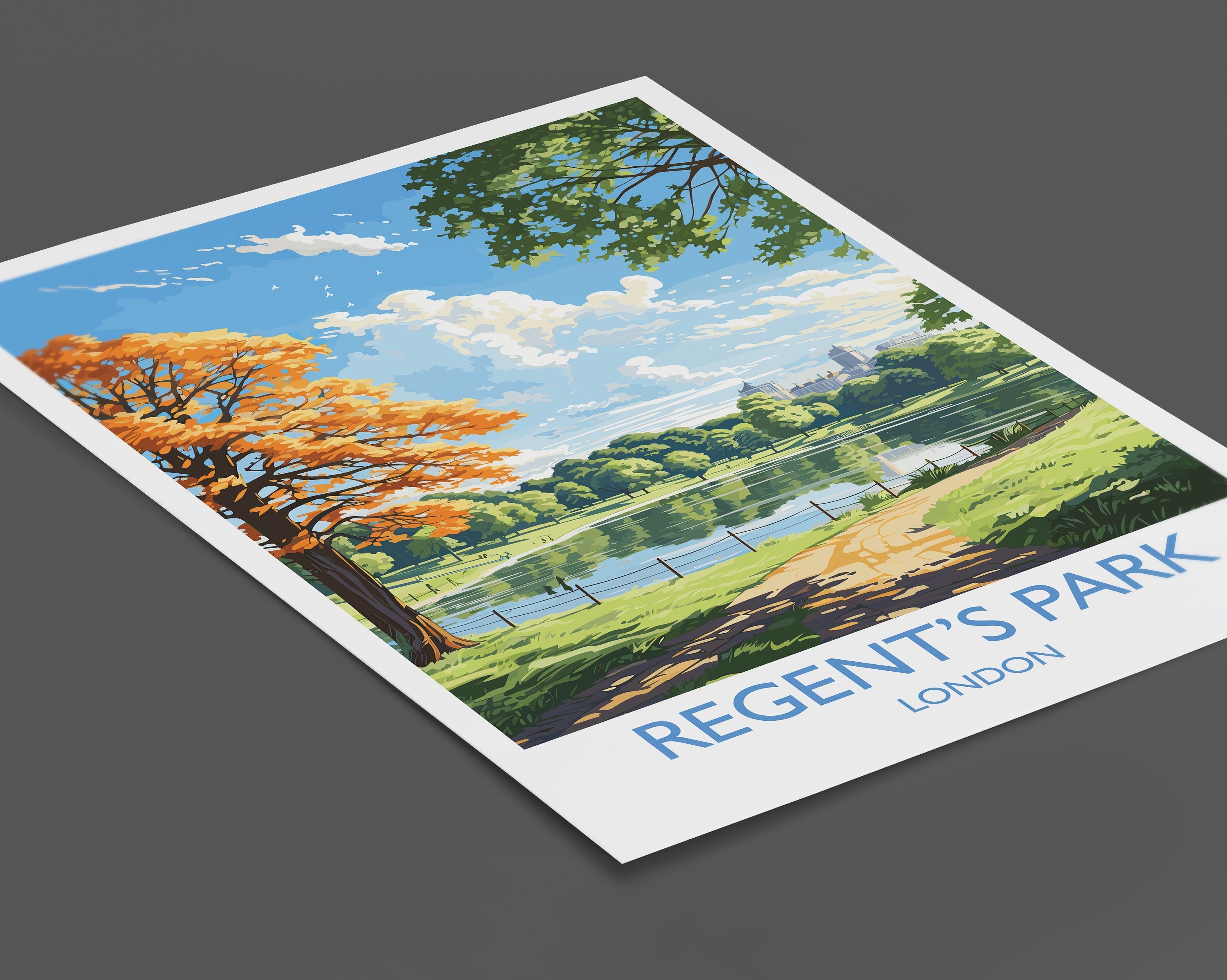 Regent's Park Travel Print Wall Art, Travel Poster of Regent's Park, London Poster, Regent's Park Gift, Regent's Park Art, London Art NQ Media Designs