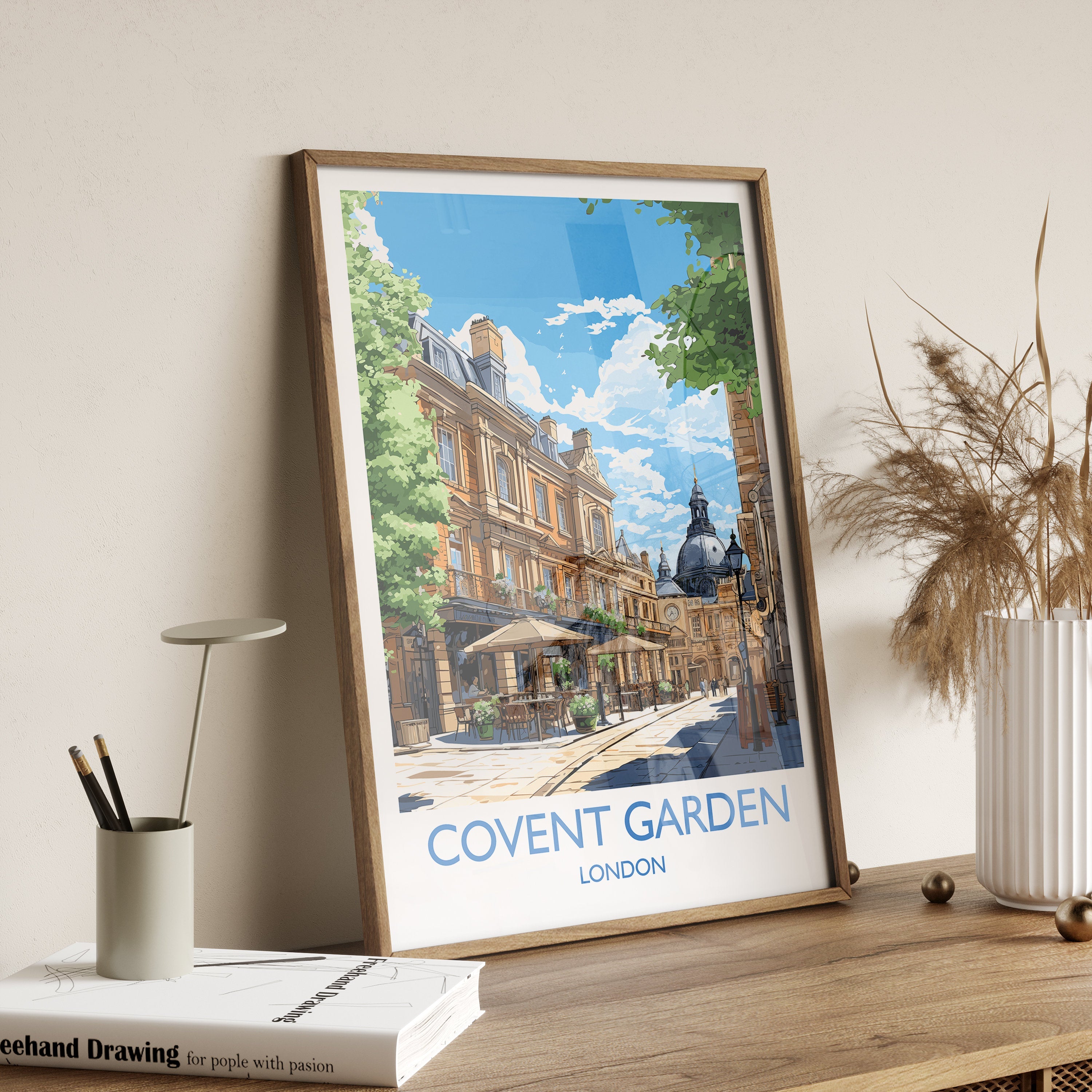 Covent Garden Travel Poster Wall Art, Travel Print of Covent Garden, London Poster, Covent Garden Gift, Covent Garden Art Lovers Gift NQ Media Designs