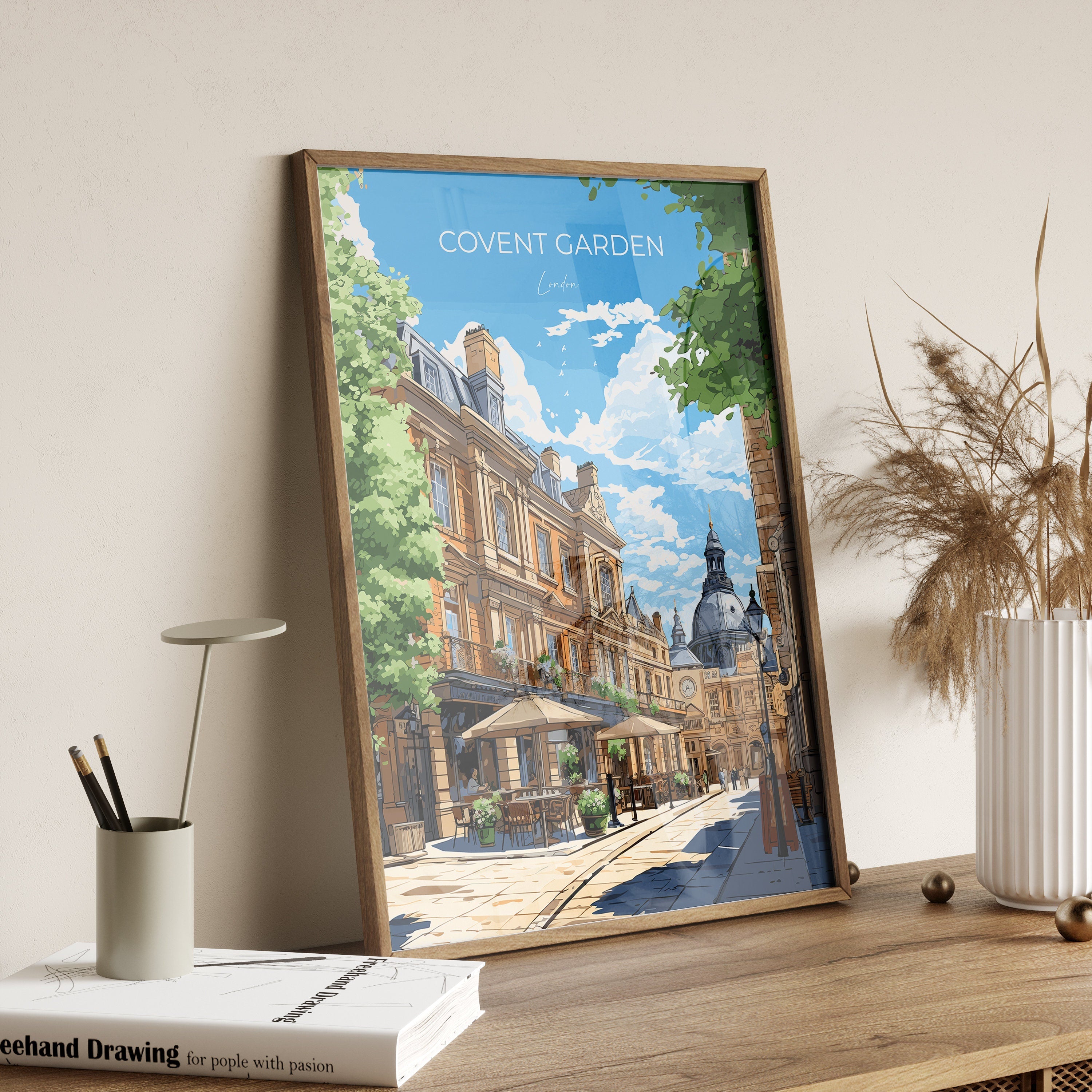 Covent Garden Travel Poster Wall Art, Travel Print of Covent Garden, London Poster, Covent Garden Gift, Covent Garden Art Lovers Gift NQ Media Designs