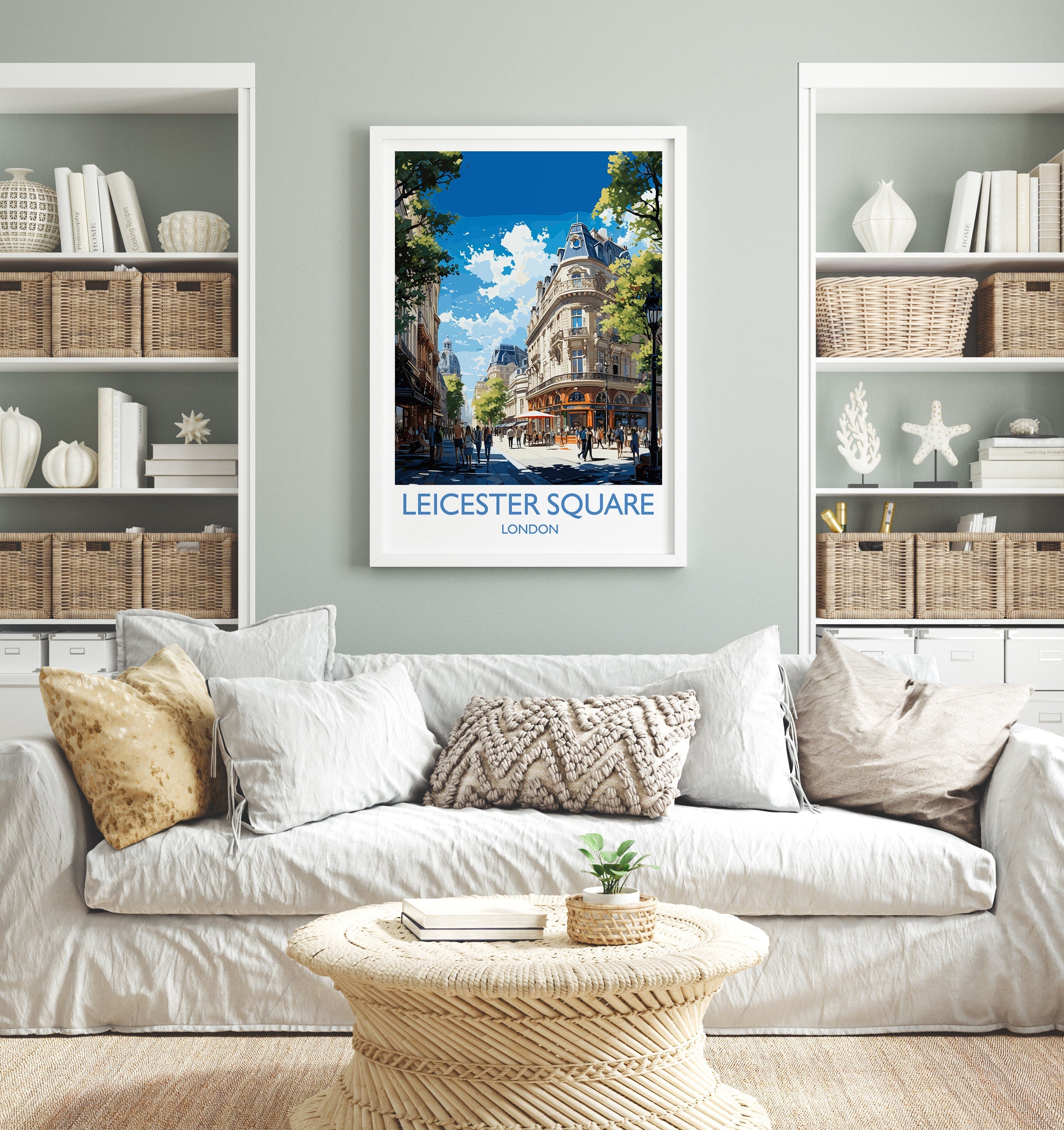 Leicester Square Travel Poster Wall Art, Travel Print of Leicester Square, London Poster, Leicester Square Art Lovers Gift NQ Media Designs