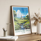 Derbyshire Dales Travel Print Wall Art, Travel Poster of Derbyshire Dales,England, Derbyshire Dales Art Lovers Gift, English Countryside NQ Media Designs