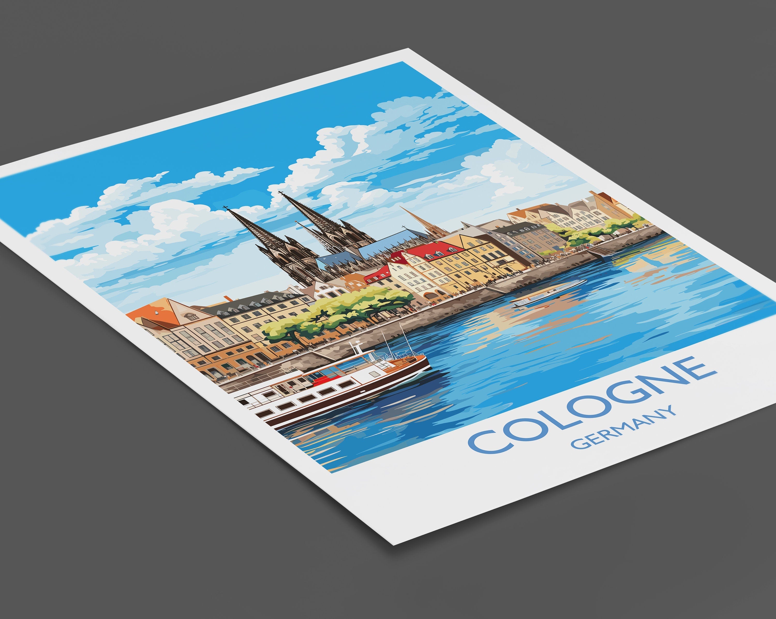 Cologne Travel Poster Wall Art, Travel Print of Cologne, Cologne Gift Art, Germany Wall Art Lover Gift NQ Media Designs