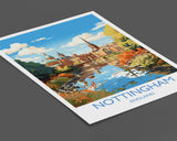 Nottingham Travel Poster Wall Art, Travel Print of Nottingham, Nottinghamshire, England, English City Lovers Gift, Nottingham Art NQ Media Designs