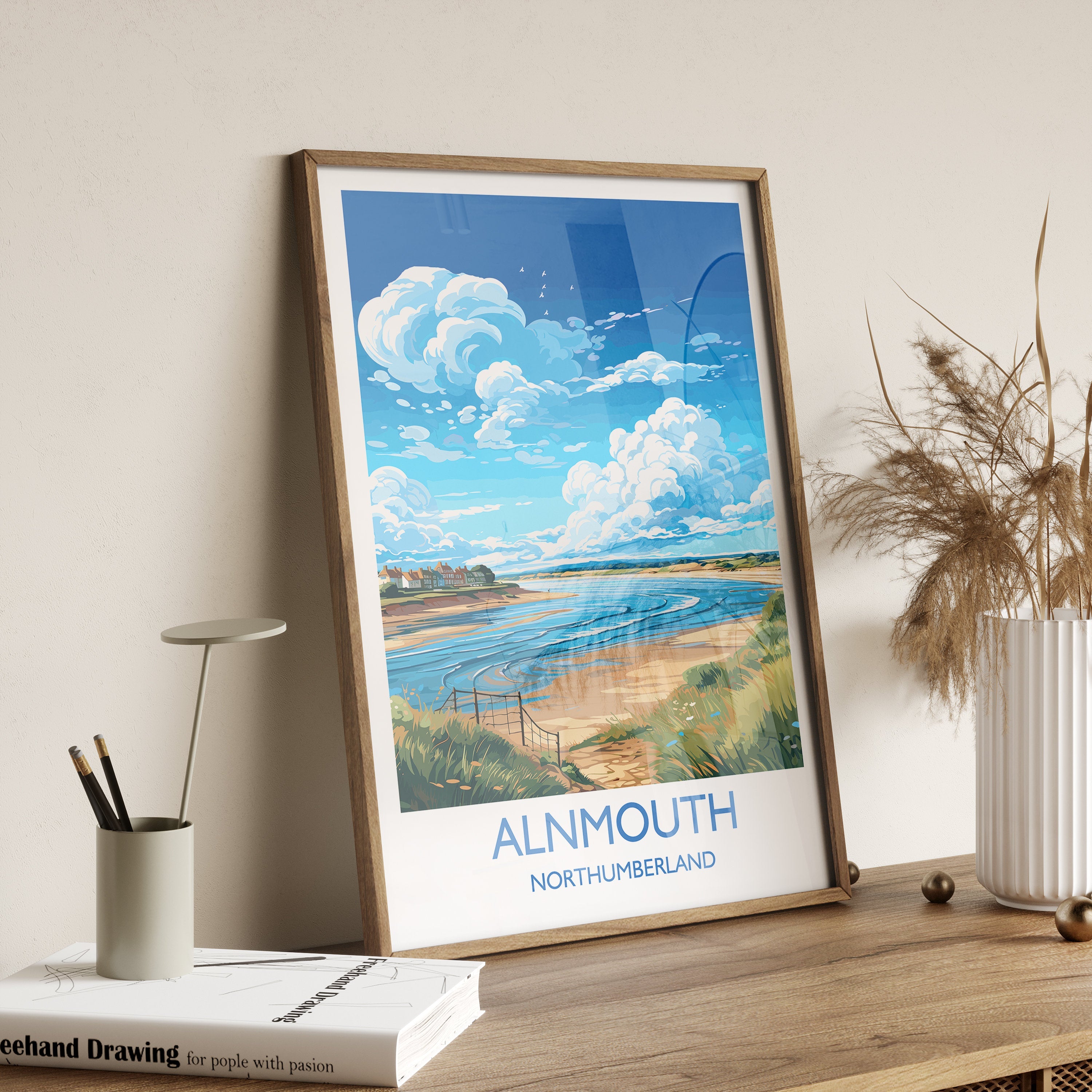 Alnmouth Travel Print Wall Art, Travel Poster of Alnmouth, Northumberland Art Gift, England, Alnmouth Art Lovers Gift, NQ Media Designs
