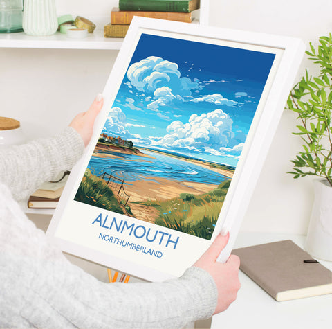 Alnmouth Travel Print Wall Art, Travel Poster of Alnmouth, Northumberland Art Gift, England, Alnmouth Art Lovers Gift,