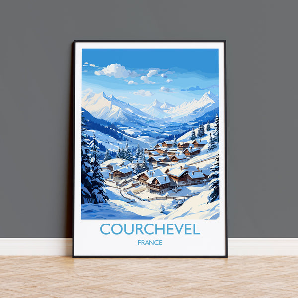 Courchevel Wall Art Travel Poster, Travel Print of Courchevel, Ski Poster, Courchevel Art Gift, French Ski Art lover Travel Gift