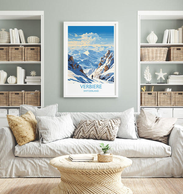 Verbiere Wall Art Travel Poster, Travel Print of Verbiere,Ski Poster, Verbiere Art Gift, Switzerland Ski Art Travel Lovers Gift