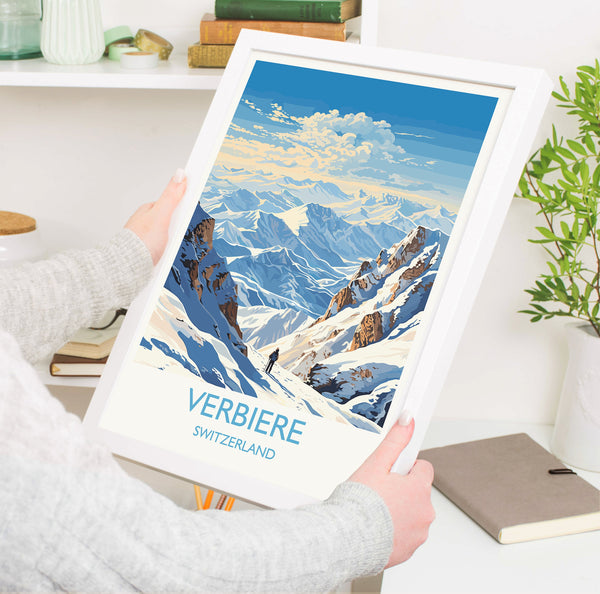 Verbiere Wall Art Travel Poster, Travel Print of Verbiere,Ski Poster, Verbiere Art Gift, Switzerland Ski Art Travel Lovers Gift
