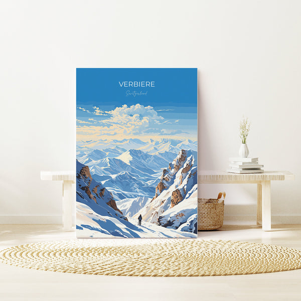 Verbiere Travel Poster Wall Art, Travel Print of Verbiere, Ski Poster, Verbiere Art Gift, Switzerland Ski Art Travel Lovers Gift
