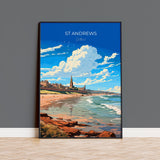 St Andrews Travel Poster Wall Art, Travel Print of St Andrews, Scotland, St Andrews Art Lovers Gift, St Andrews Gift NQ Media Designs