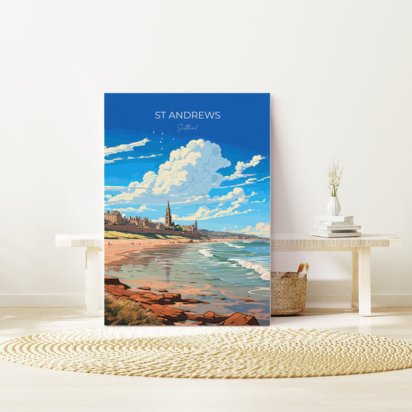 St Andrews Travel Poster Wall Art, Travel Print of St Andrews, Scotland, St Andrews Art Lovers Gift, St Andrews Gift