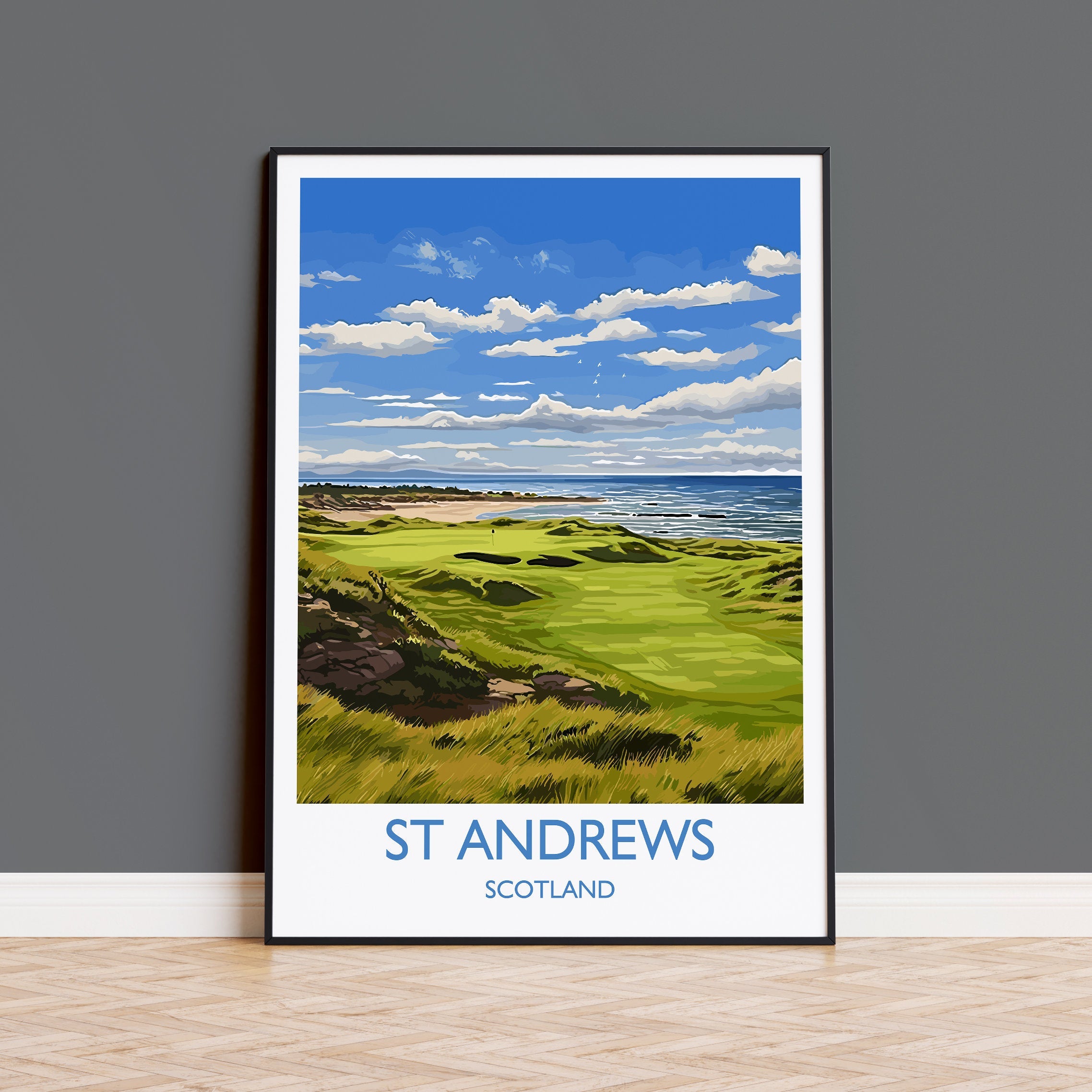 St Andrews Travel Poster Wall Art, Travel Print of St Andrews, Scotland, St Andrews Golf Art Lovers Gift, St Andrews Gift NQ Media Designs