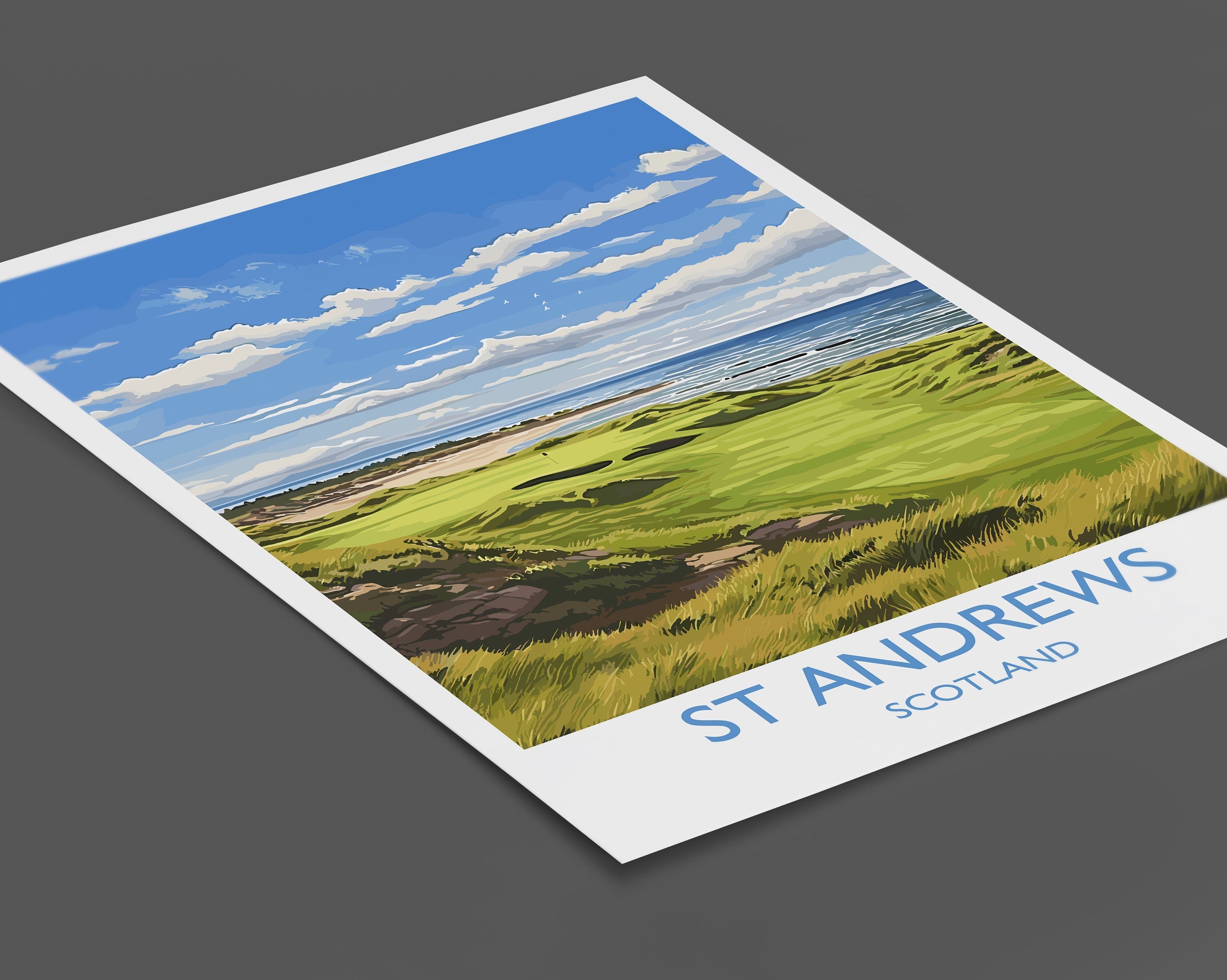 St Andrews Travel Poster Wall Art, Travel Print of St Andrews, Scotland, St Andrews Golf Art Lovers Gift, St Andrews Gift NQ Media Designs