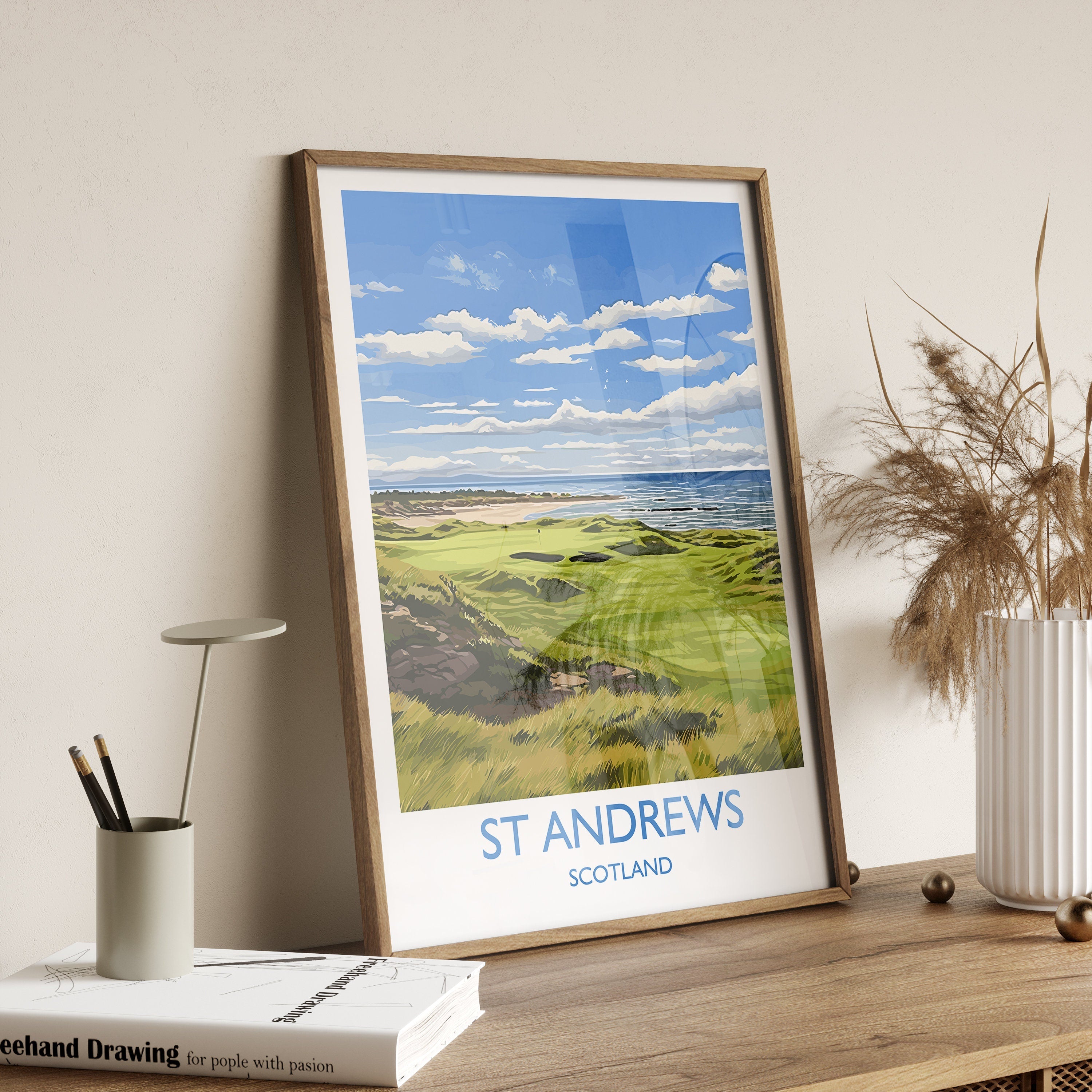 St Andrews Travel Poster Wall Art, Travel Print of St Andrews, Scotland, St Andrews Golf Art Lovers Gift, St Andrews Gift NQ Media Designs