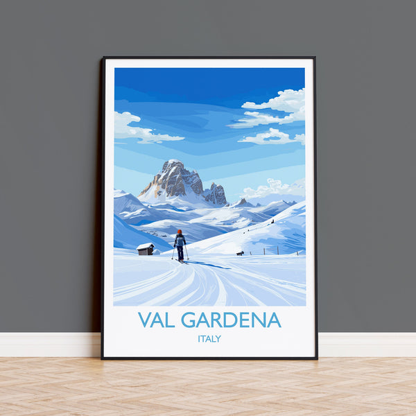 Val Gardena Wall Art Travel Poster, Travel Print of Val Gardena, Ski Poster Art Gift, Italy Dolomites Ski Art Travel Lovers Gift
