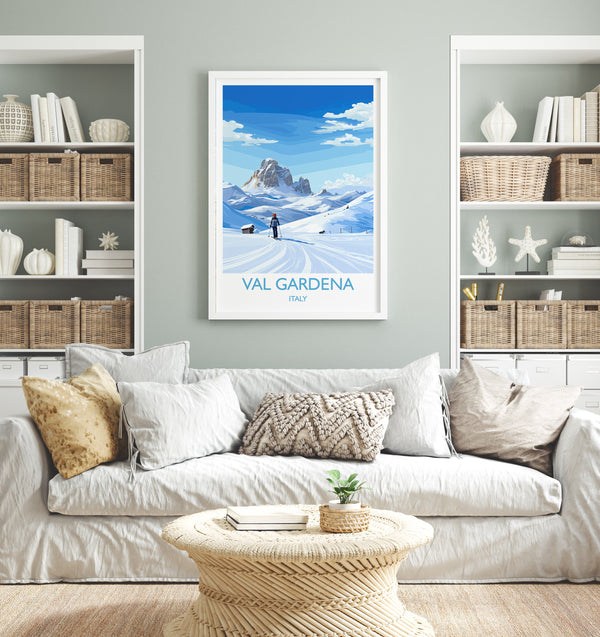 Val Gardena Wall Art Travel Poster, Travel Print of Val Gardena, Ski Poster Art Gift, Italy Dolomites Ski Art Travel Lovers Gift