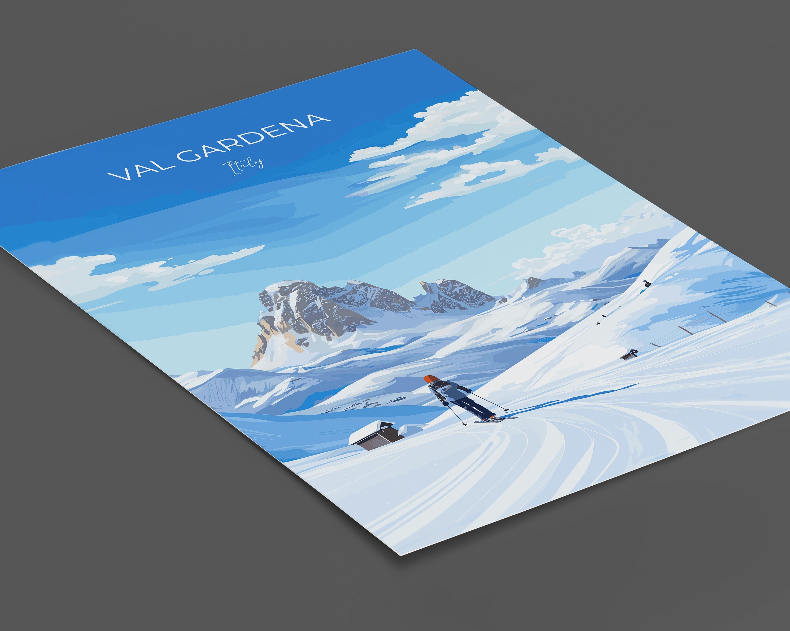 Val Gardena Wall Art Travel Print, Travel Poster of Val Gardena, Ski Poster Art Gift, Italy Dolomites Ski Art Travel Lovers Gift NQ Media Designs