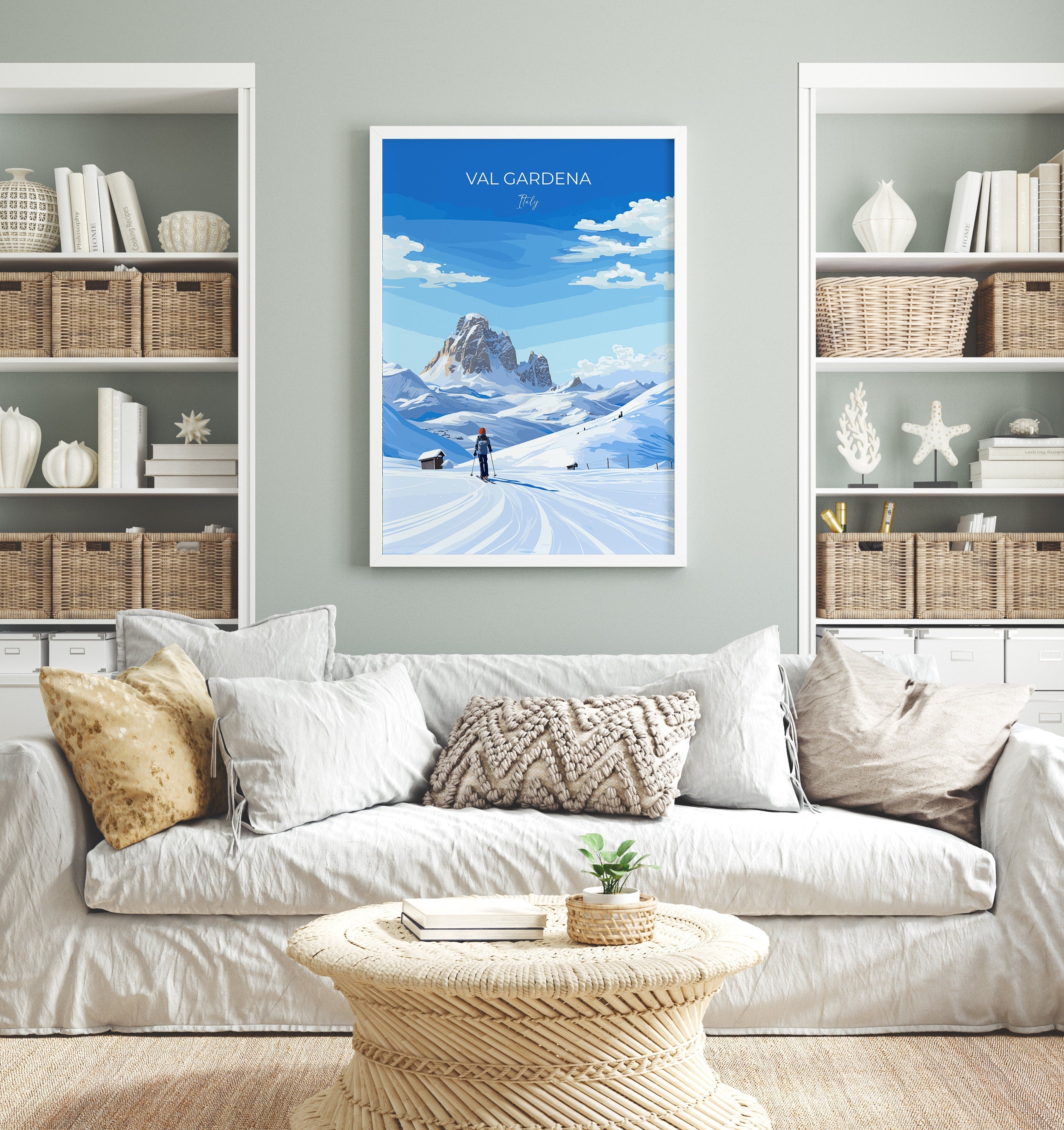 Val Gardena Wall Art Travel Print, Travel Poster of Val Gardena, Ski Poster Art Gift, Italy Dolomites Ski Art Travel Lovers Gift NQ Media Designs