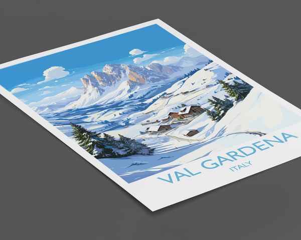 Val Gardena Wall Art Travel Poster, Travel Print of Val Gardena, Ski Poster Art Gift, Italy Dolomites Ski Art Travel Lovers Gift