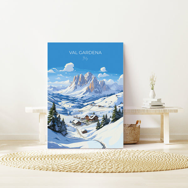 Val Gardena Wall Art Travel Print, Travel Poster of Val Gardena, Ski Poster Art Gift, Italy Dolomites Ski Art Travel Lovers Gift