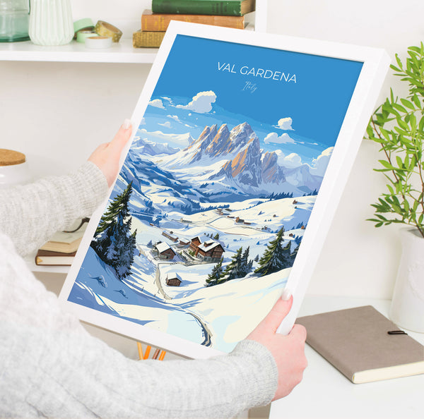 Val Gardena Wall Art Travel Print, Travel Poster of Val Gardena, Ski Poster Art Gift, Italy Dolomites Ski Art Travel Lovers Gift