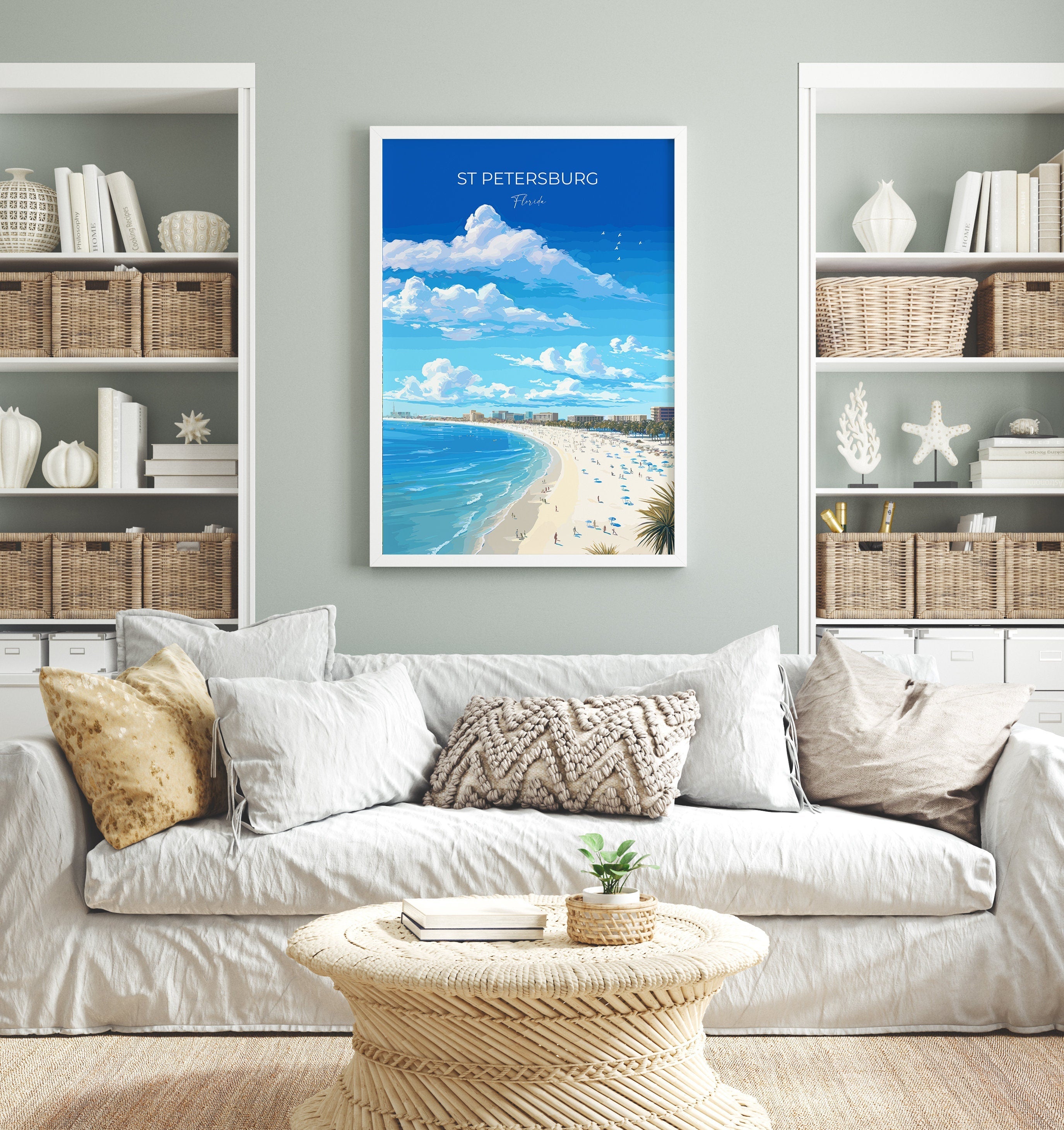 St Petersburg Travel Print, Travel Poster of St Petersburg, St Petersburg Beach Gift, Florida Art Gift, USA Wall Art Print NQ Media Designs