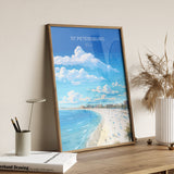 St Petersburg Travel Print, Travel Poster of St Petersburg, St Petersburg Beach Gift, Florida Art Gift, USA Wall Art Print NQ Media Designs