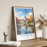 Worcester Travel Print Wall Art, Travel Poster of Worcester, Worcester Art Gift, England, English Countryside Art Lovers Gift, NQ Media Designs