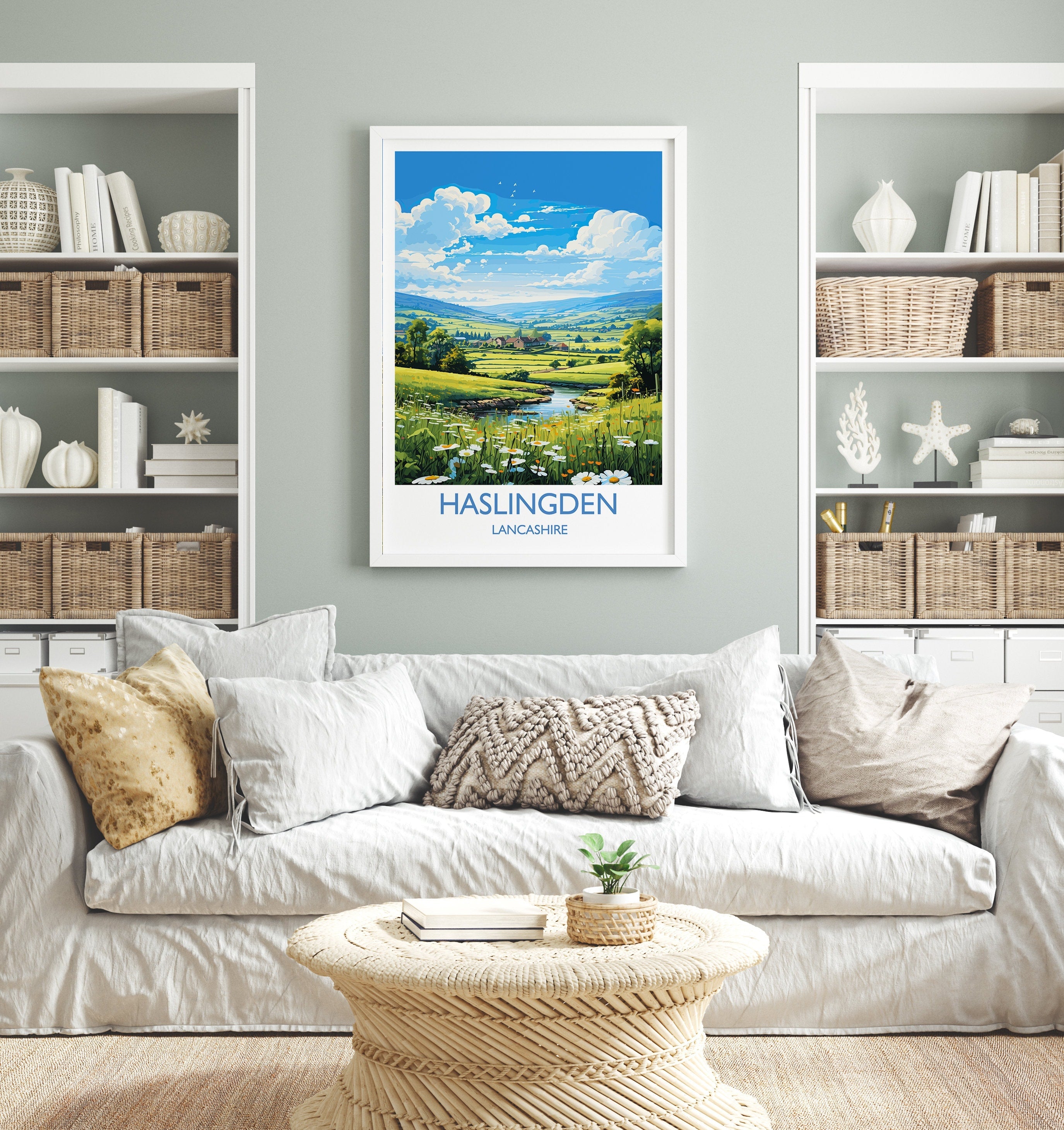 Haslingden Travel Print Wall Art, Travel Poster of Haslingden, Rossendale Art Gift, England, English Countryside Art Lovers Gift, NQ Media Designs