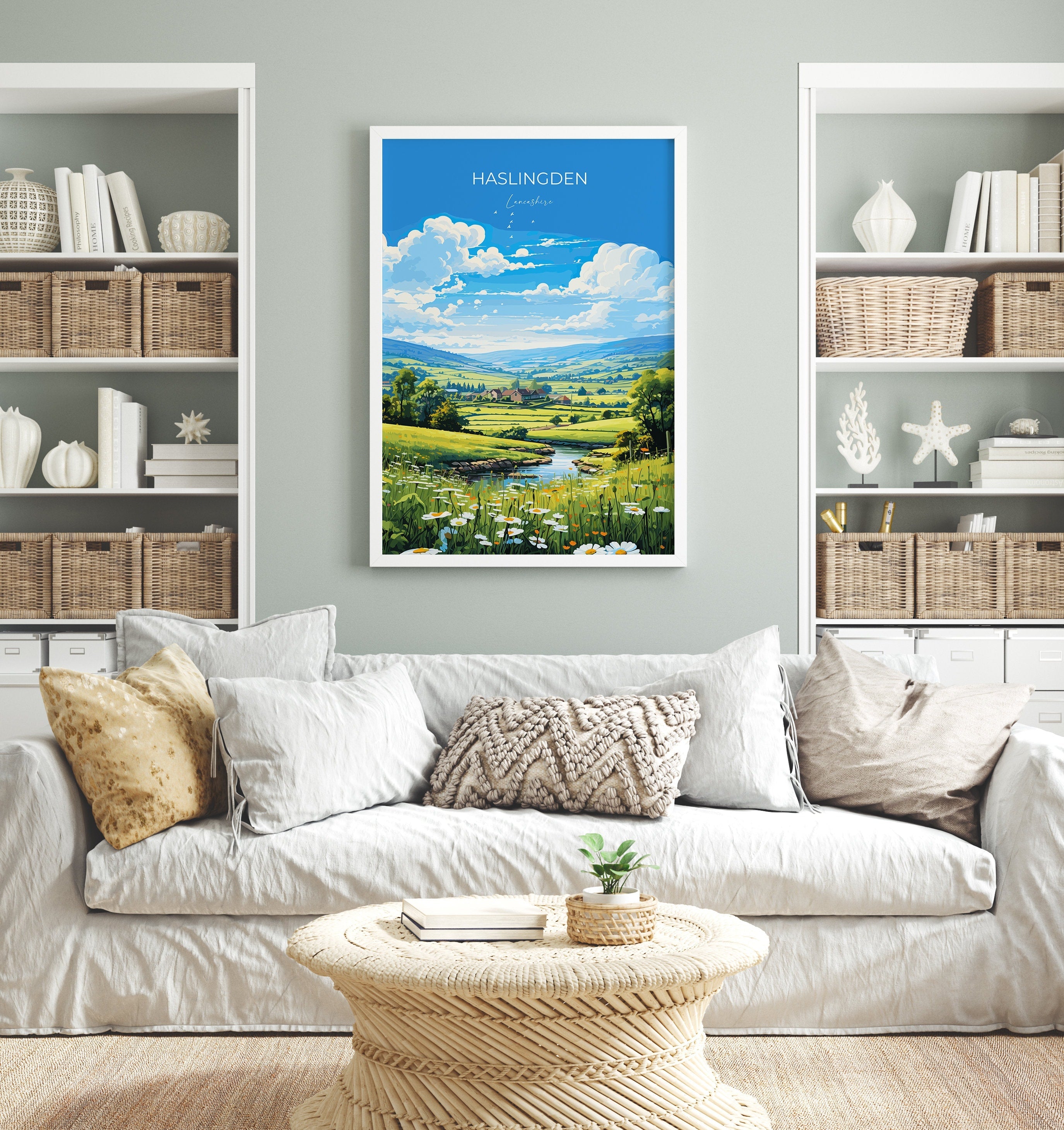 Haslingden Travel Print Wall Art, Travel Poster of Haslingden, Rossendale Art Gift, England, English Countryside Art Lovers Gift, NQ Media Designs