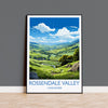 Rossendale Valley Travel Print Wall Art, Travel Poster of Rossendale Valley, Rossendale Art Gift, English Countryside Art Lovers Gift, NQ Media Designs