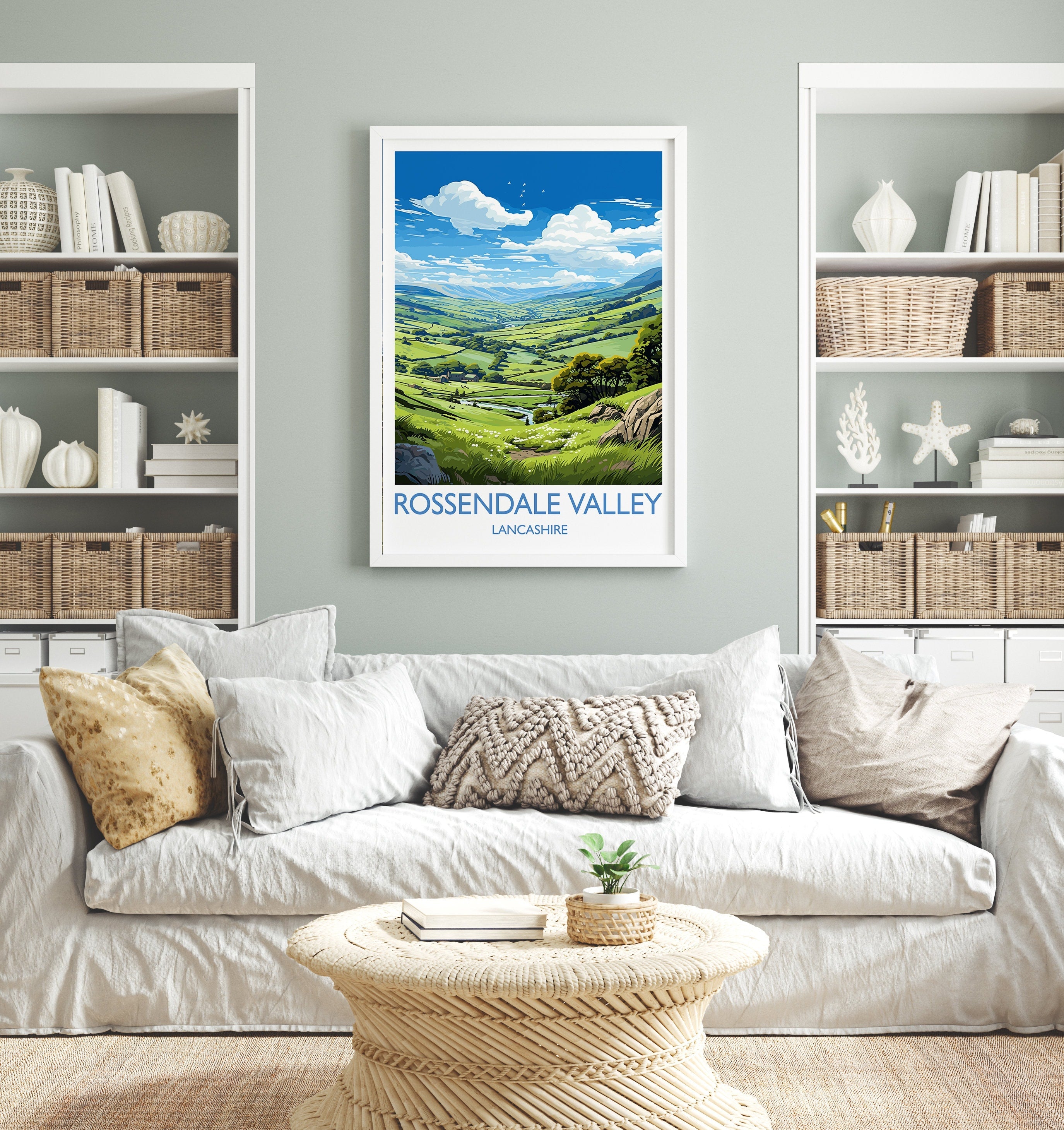 Rossendale Valley Travel Print Wall Art, Travel Poster of Rossendale Valley, Rossendale Art Gift, English Countryside Art Lovers Gift, NQ Media Designs