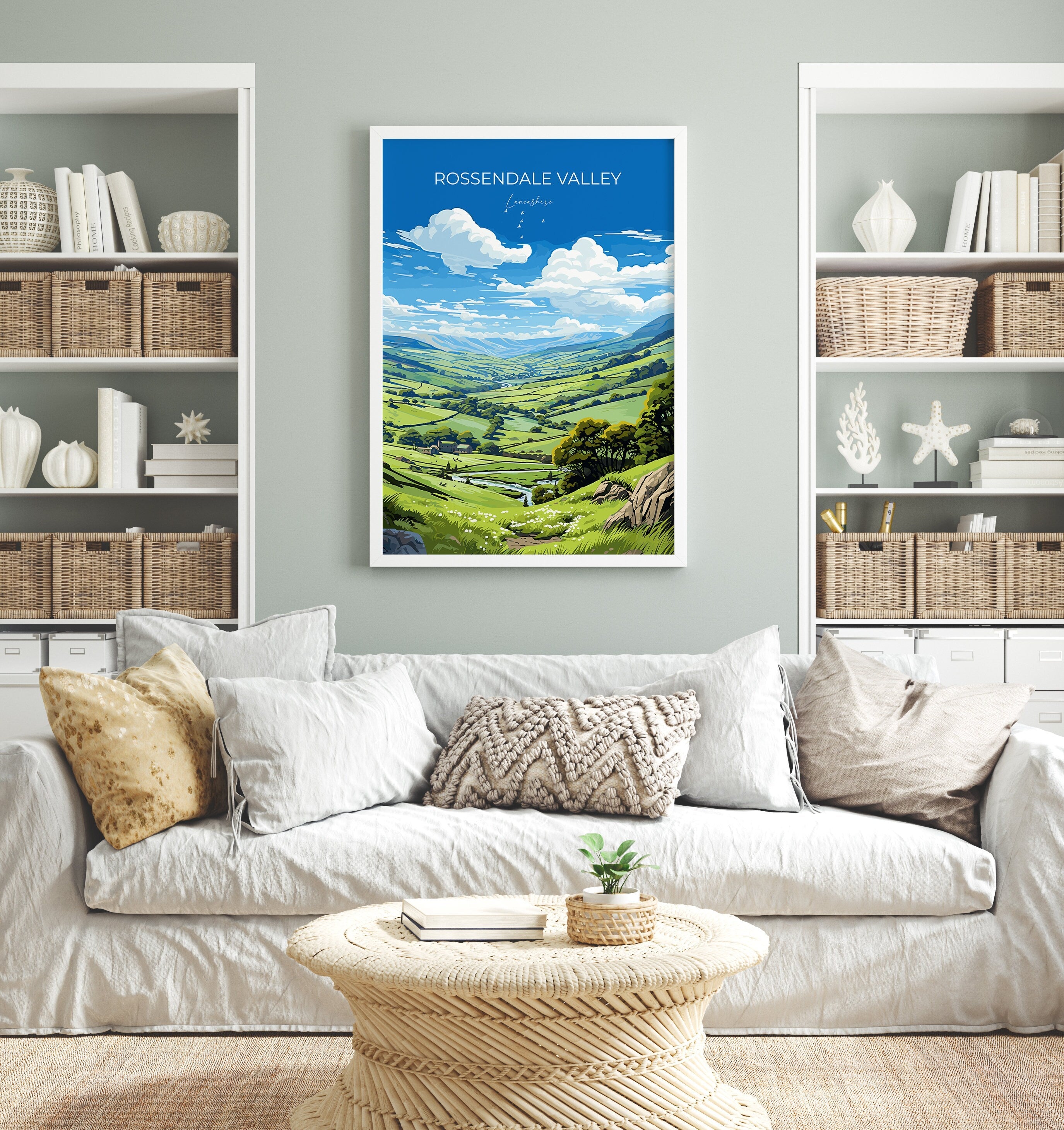 Rossendale Valley Print Wall Art, Travel Poster of Rossendale Valley, Rossendale Art Gift, English Countryside Art Lovers Gift, NQ Media Designs