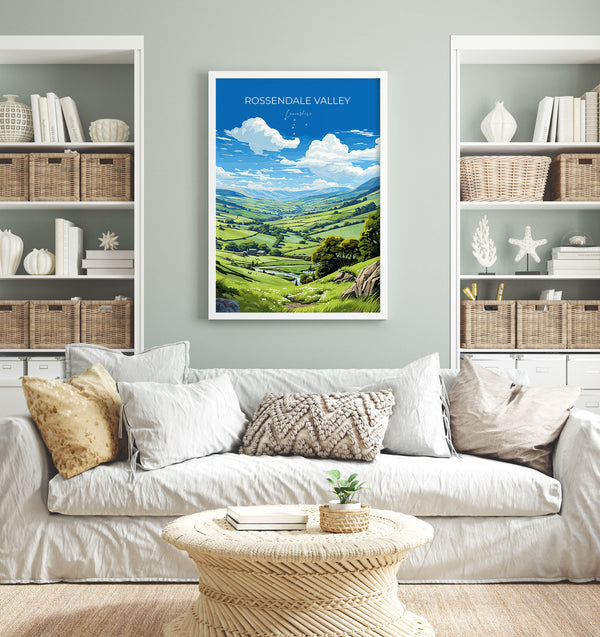 Rossendale Valley Print Wall Art, Travel Poster of Rossendale Valley, Rossendale Art Gift, English Countryside Art Lovers Gift,