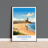 Longsands Travel Print Wall Art, Travel Poster of Longsands, Tynemouth Art Gift, England, Longsands Art Lovers Gift, NQ Media Designs