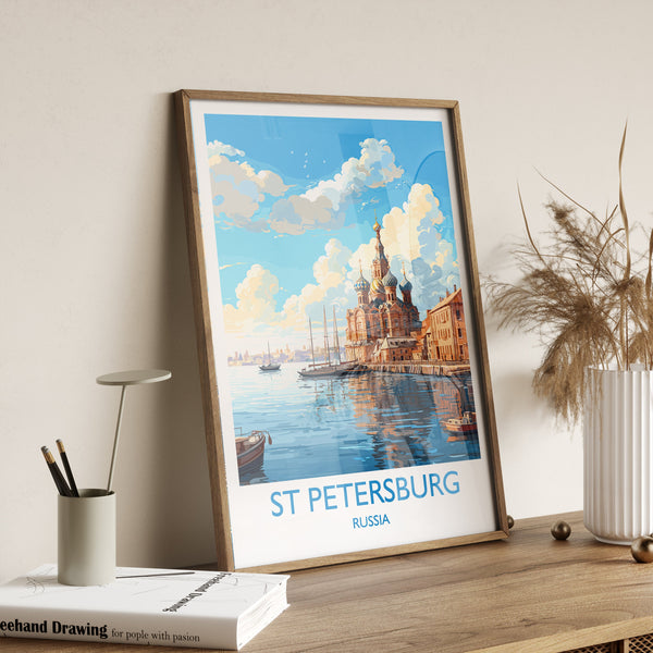 St Petersburg Travel Print, Travel Poster of St Petersburg, Russia, City of St Petersburg,Russia Art Gift,St Petersburg Wall Art Print