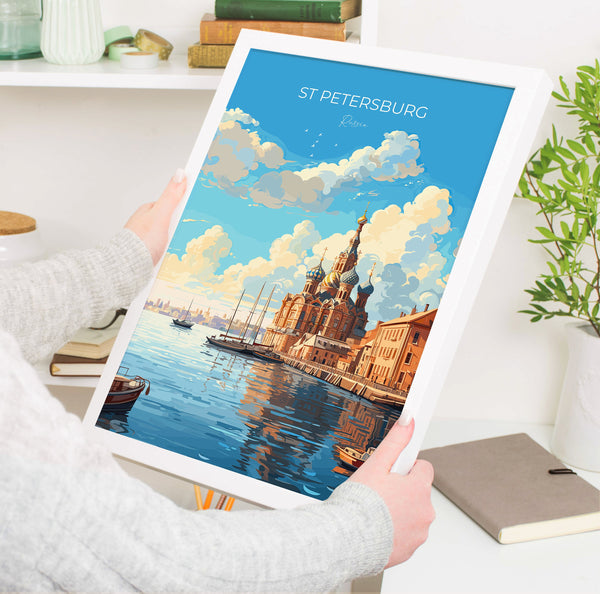 St Petersburg Travel Print, Travel Poster of St Petersburg, Russia, City of St Petersburg,Russia Art Gift,St Petersburg Wall Art Print