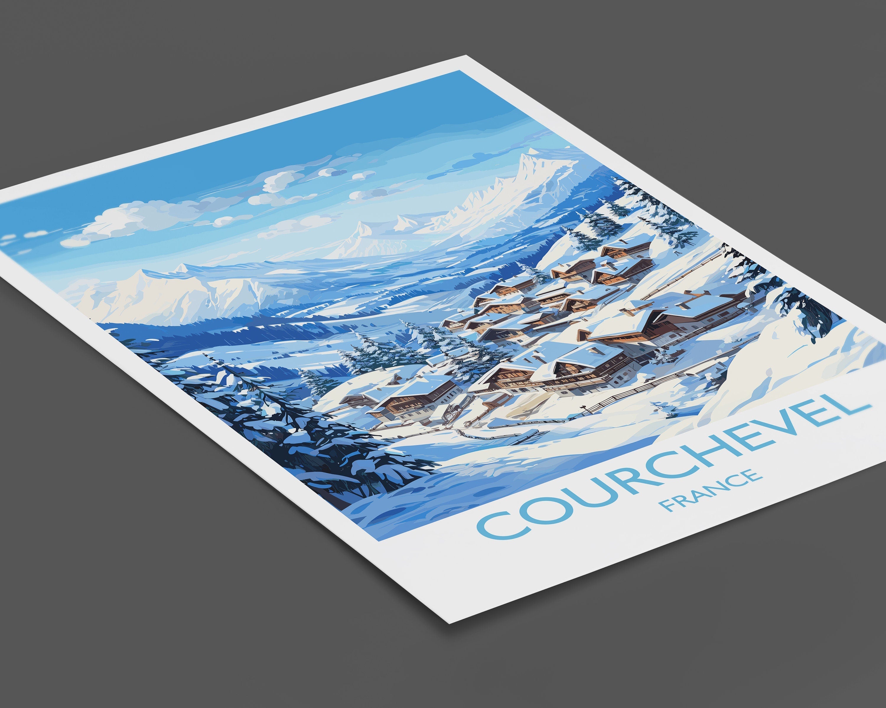 Courchevel Wall Art Travel Poster, Travel Print of Courchevel, Ski Poster, Courchevel Art Gift, French Ski Art lover Travel Gift NQ Media Designs