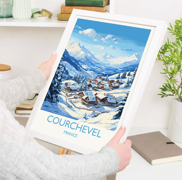 Courchevel Wall Art Travel Poster, Travel Print of Courchevel, Ski Poster, Courchevel Art Gift, French Ski Art lover Travel Gift