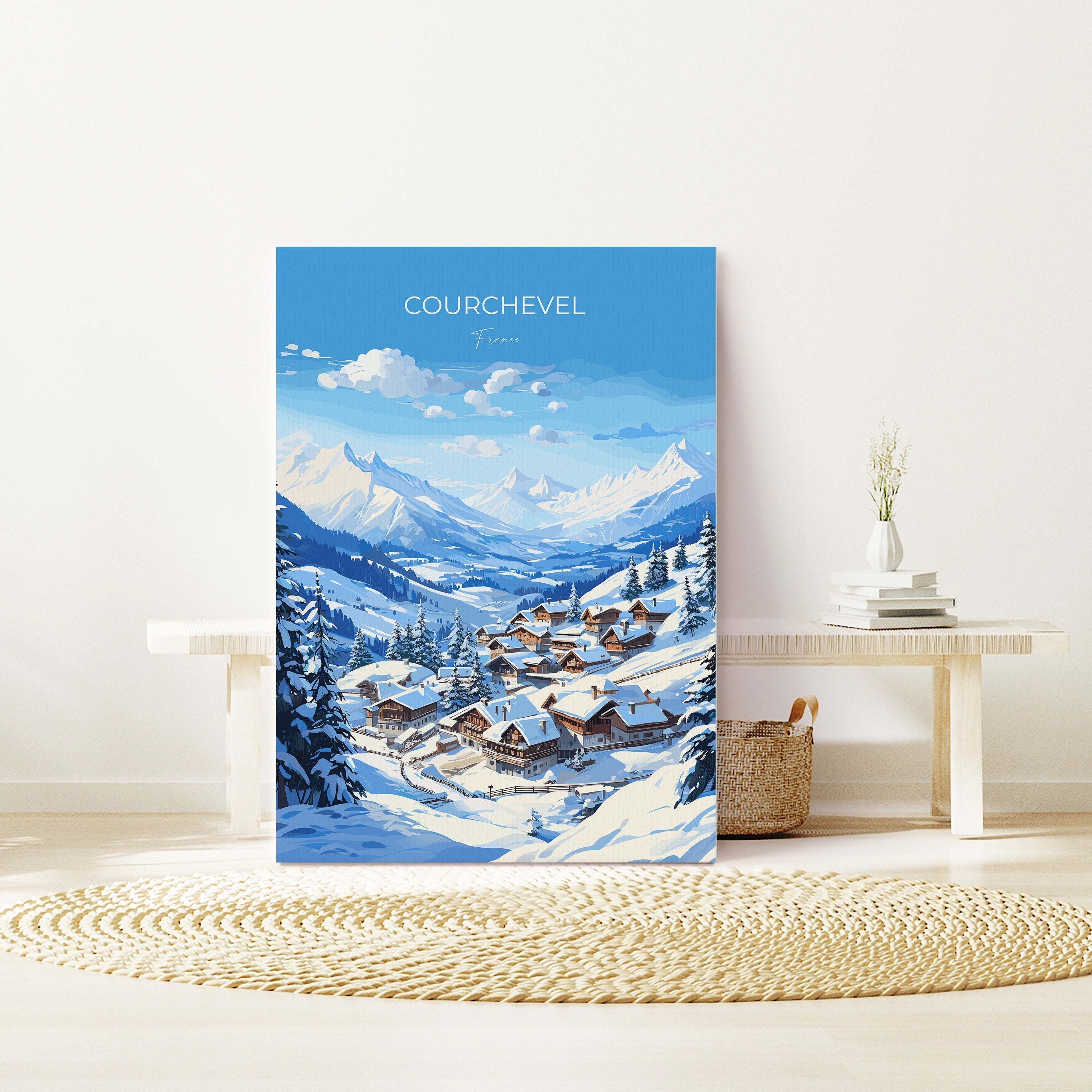 Courchevel Travel Print Wall Art, Travel Poster of Courchevel, Ski Poster, Courchevel Art Gift, French Ski Art lover Travel Gift NQ Media Designs