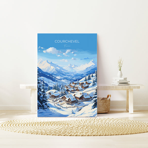 Courchevel Travel Print Wall Art, Travel Poster of Courchevel, Ski Poster, Courchevel Art Gift, French Ski Art lover Travel Gift