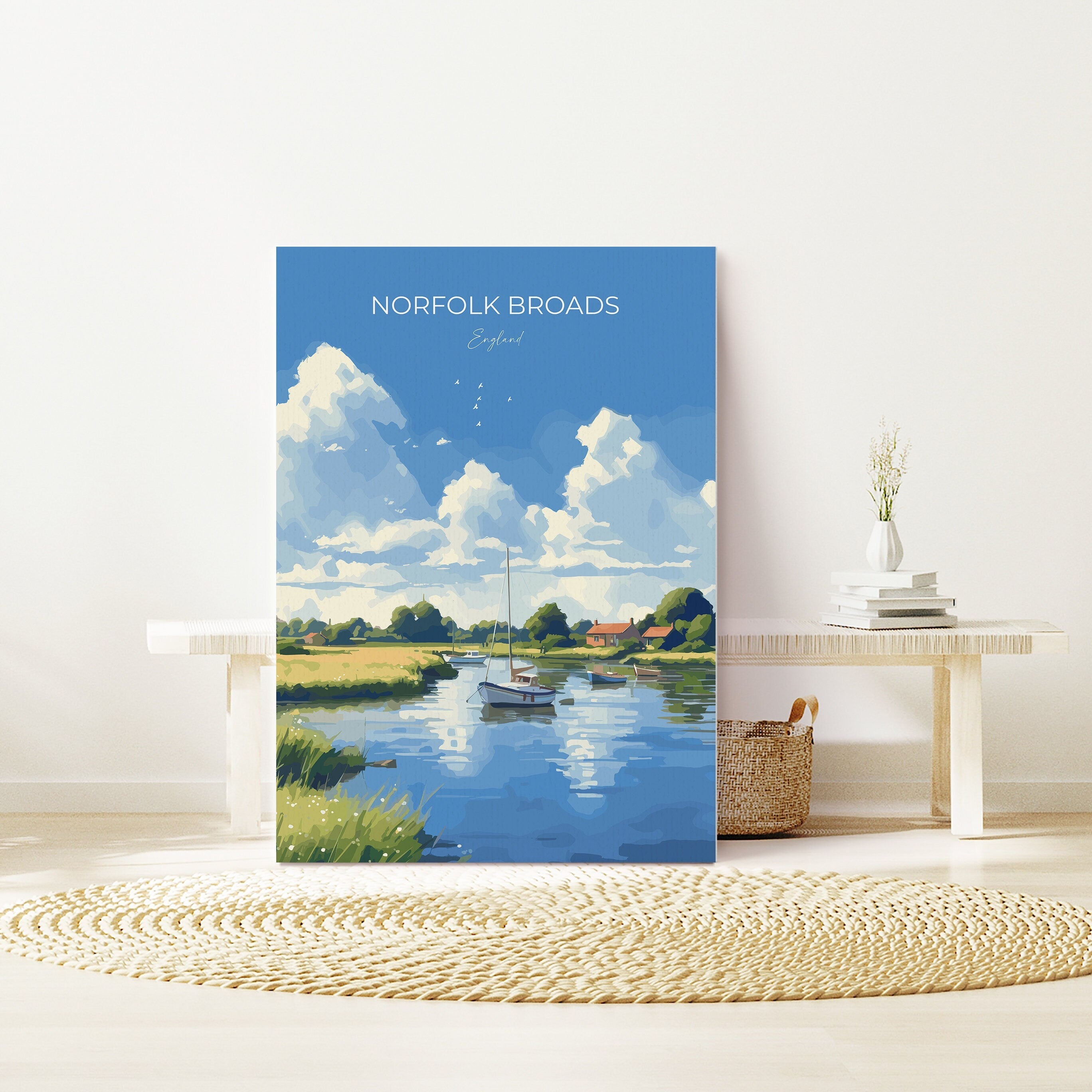 Norfolk Broads Print Wall Art, Travel Poster of Norfolk Broads, England, Norfolk Broads Art Gift, English Countryside Art Lovers Gift NQ Media Designs