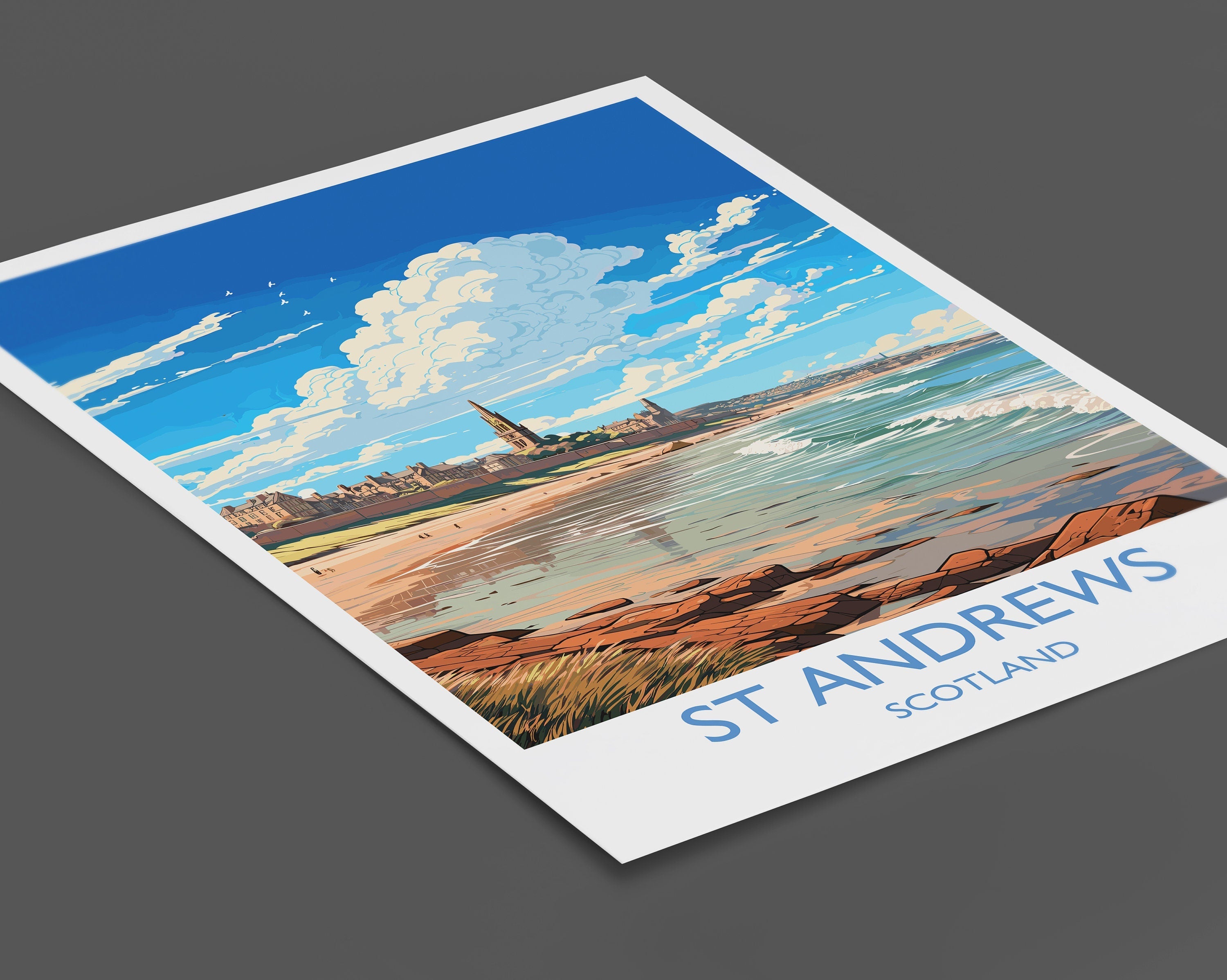 St Andrews Travel Poster Wall Art, Travel Print of St Andrews, Scotland, St Andrews Art Lovers Gift, St Andrews Gift NQ Media Designs