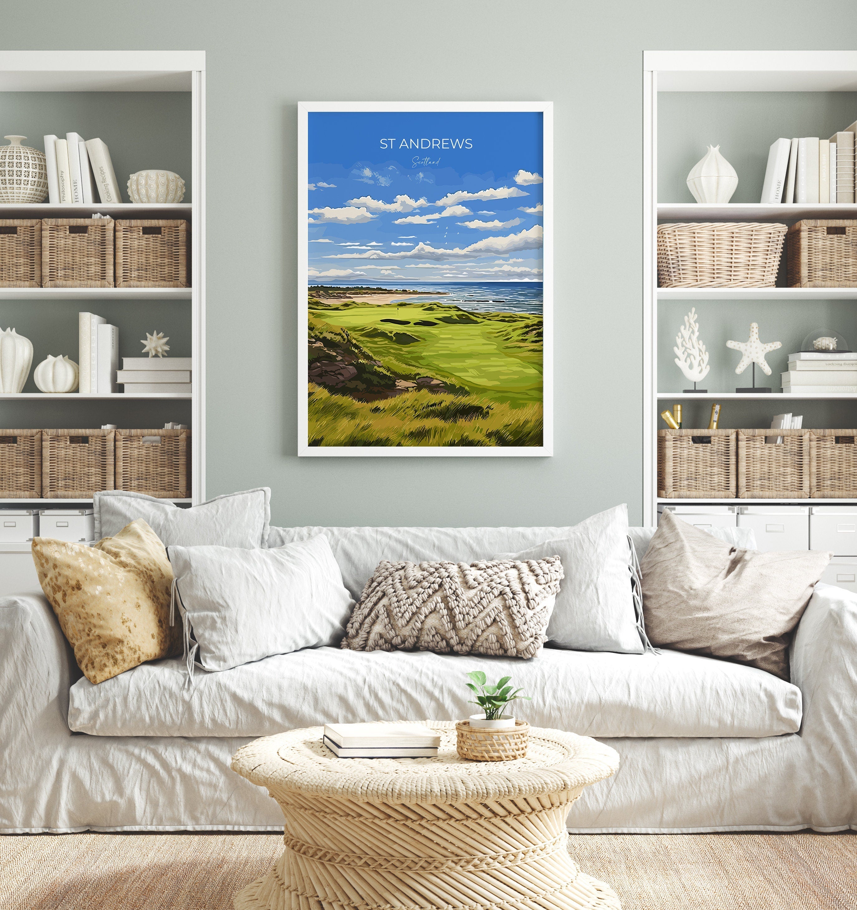 St Andrews Travel Poster Wall Art, Travel Print of St Andrews, Scotland, St Andrews Golf Art Lovers Gift, St Andrews Gift NQ Media Designs