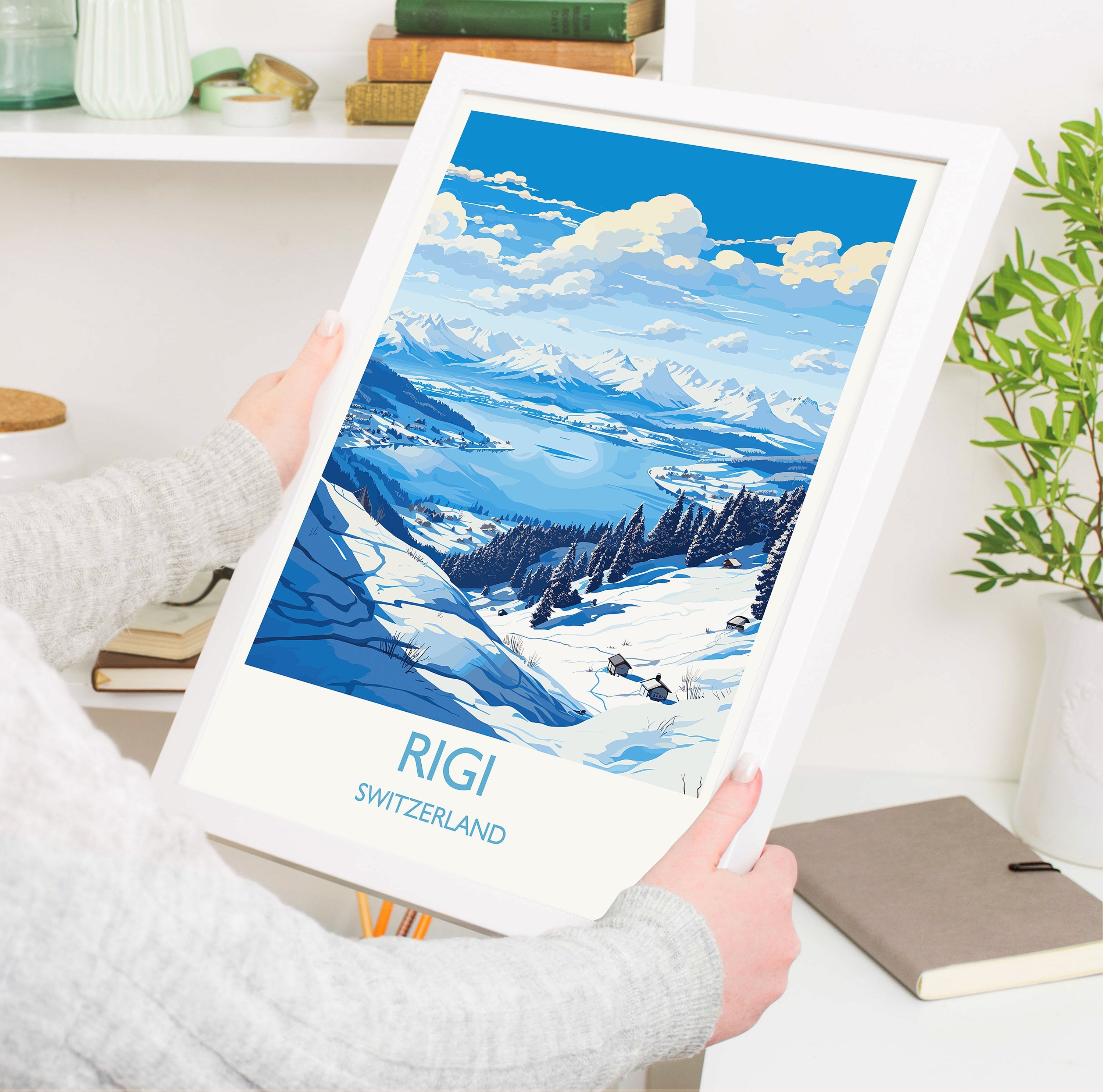 Rigi Wall Art Travel Poster, Travel Print of Rigi, Ski Poster, Rigi Art Gift, Switzerland Alps Art Travel Lovers Gift NQ Media Designs