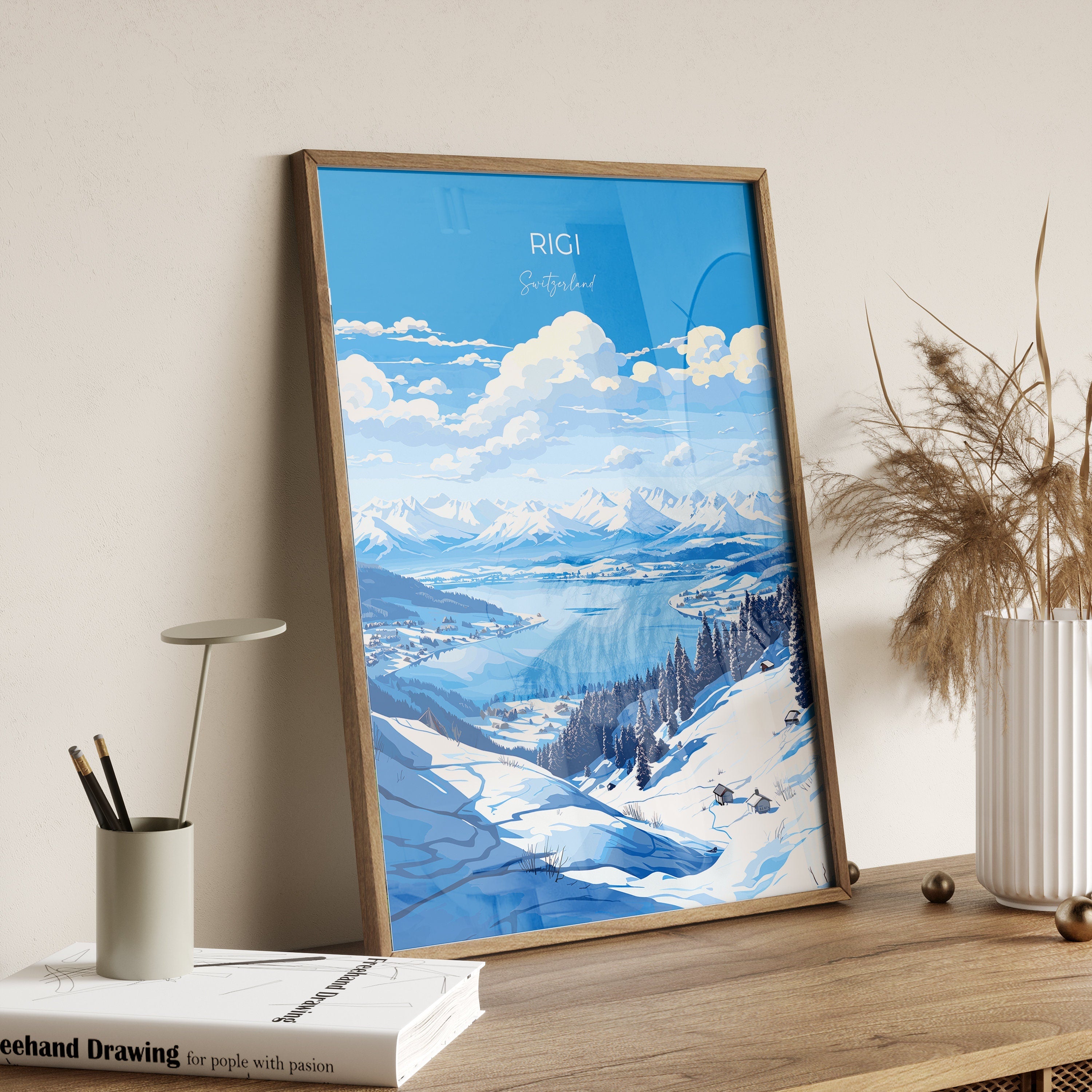 Rigi Wall Art Travel Poster, Travel Print of Rigi, Ski Poster, Rigi Art Gift, Switzerland Alps Art Travel Lovers Gift NQ Media Designs