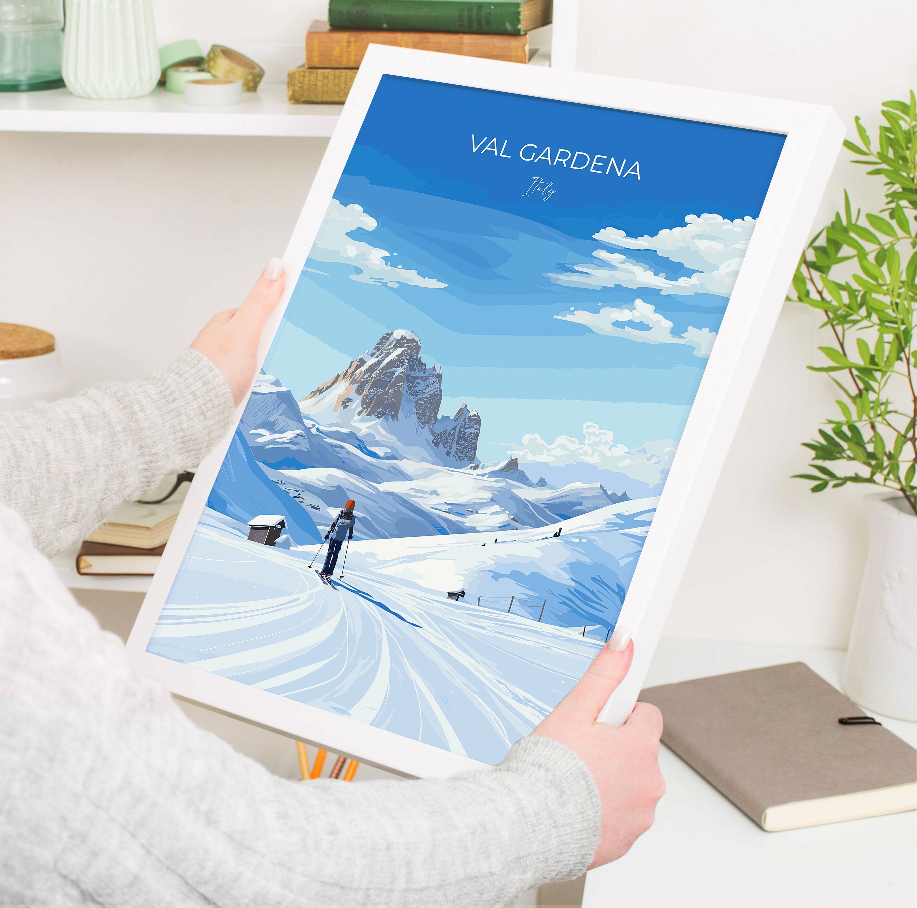 Val Gardena Wall Art Travel Print, Travel Poster of Val Gardena, Ski Poster Art Gift, Italy Dolomites Ski Art Travel Lovers Gift NQ Media Designs
