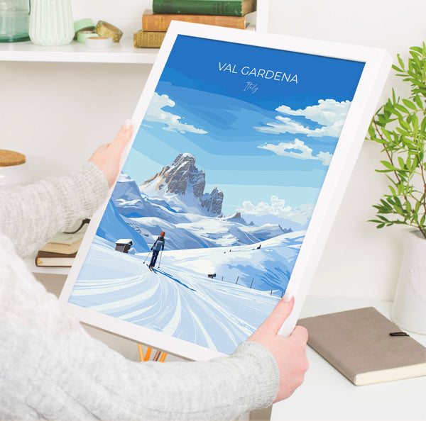 Val Gardena Wall Art Travel Print, Travel Poster of Val Gardena, Ski Poster Art Gift, Italy Dolomites Ski Art Travel Lovers Gift